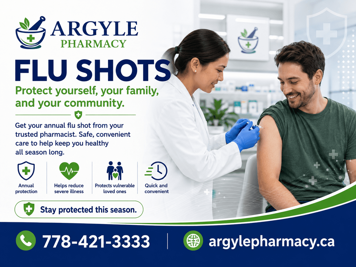 Flu shots at Argyle Pharmacy in Port Alberni — walk-ins welcome during flu season