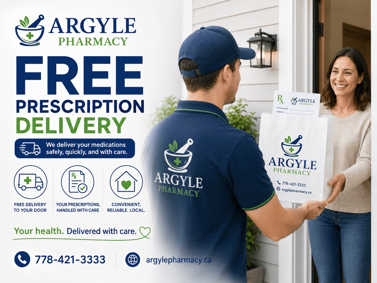 Free prescription delivery across Port Alberni and the Alberni Valley from Argyle Pharmacy